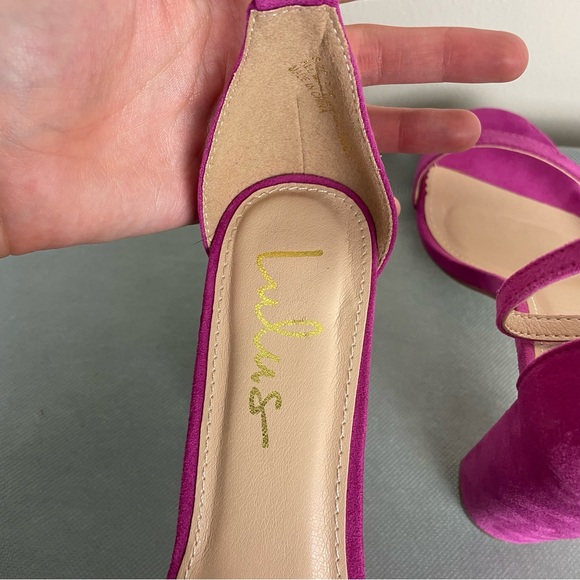 ⭐️2/$20 Lulus Magenta Suede Ankle Strap Chunky Heels - Picture 5 of 14